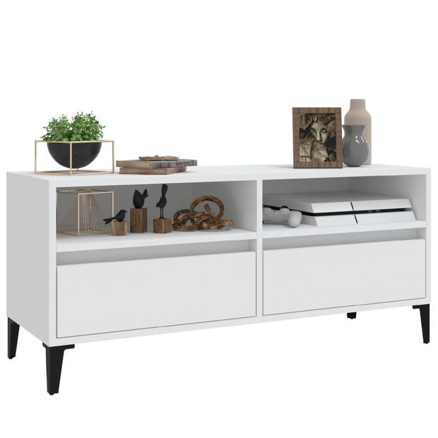 The Living Store Klassieke TV-kast - 100 x 34.5 x 44.5 cm - Duurzaam hout - Wit