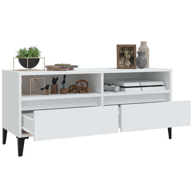 The Living Store Klassieke TV-kast - 100 x 34.5 x 44.5 cm - Duurzaam hout - Wit