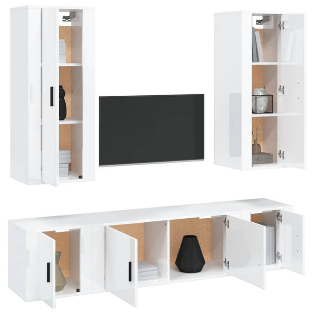 The Living Store Televisiekastenset - Classic - TV-meubel - 100x34.5x40 cm - Hoogglans wit