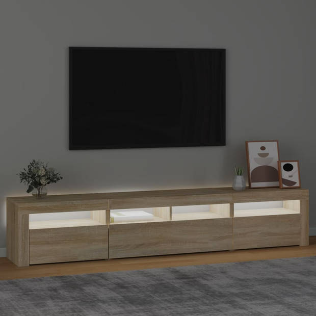 The Living Store TV-meubel - Joy - Hout - 210x35x40 cm - RGB LED-verlichting