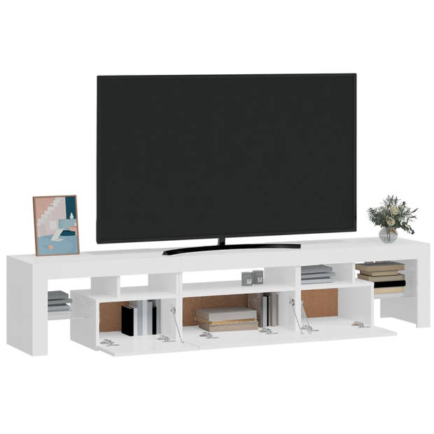 The Living Store TV-meubel Nord - Tv-meubels - 200 x 36.5 x 40 cm - LED-verlichting - Hoogglans wit