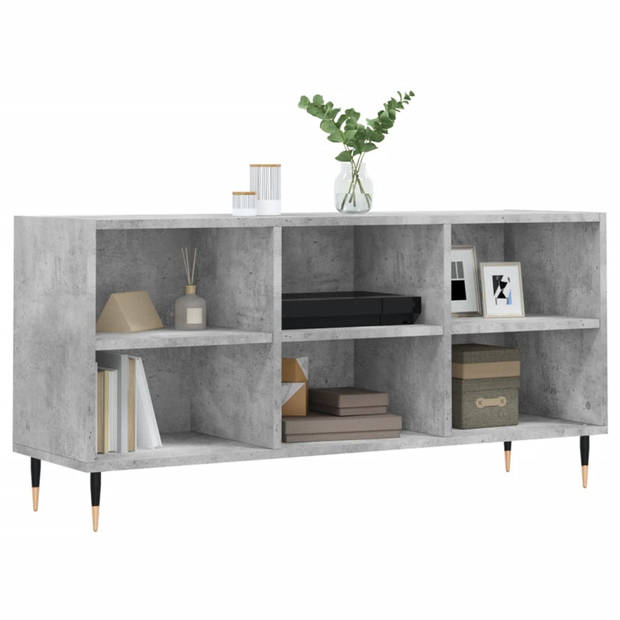 The Living Store TV-meubel Betongrijs - Praktische Opbergruimte - 103.5 x 30 x 50 cm - Stevig Houten Materiaal