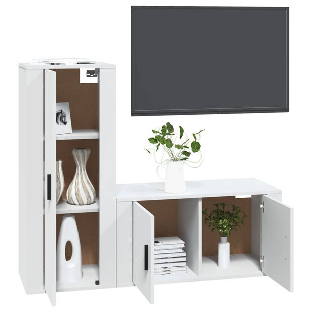 The Living Store TV-Meubel Set - Wit - 80 x 34.5 x 40 cm - 40 x 34.5 x 100 cm