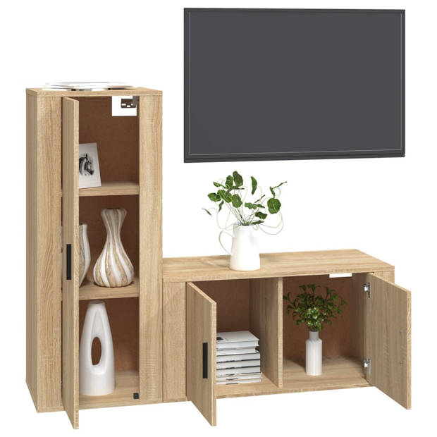 The Living Store TV-meubelset - Sonoma eiken - 80x34.5x40 cm - 40x34.5x100 cm