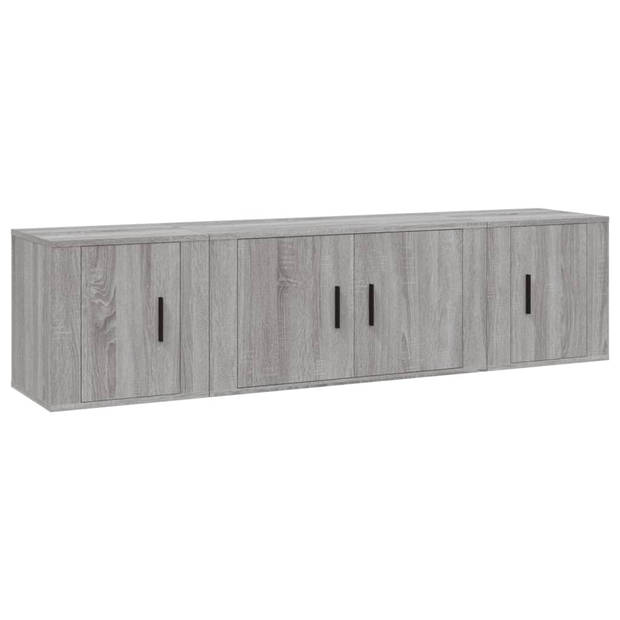 The Living Store Televisiekastenset - nnaam - TV-meubels - 80x34.5x40cm - 40x34.5x40cm - Grijs Sonoma Eiken