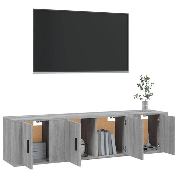 The Living Store Televisiekastenset - nnaam - TV-meubels - 80x34.5x40cm - 40x34.5x40cm - Grijs Sonoma Eiken