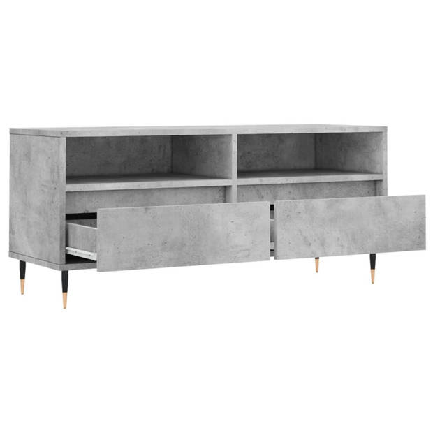 The Living Store TV-meubel Betongrijs 100x34.5x44.5 cm - veel opbergruimte