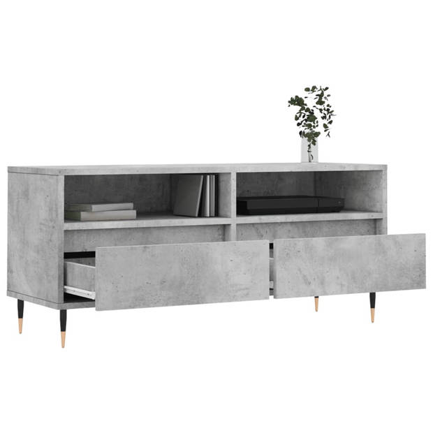 The Living Store TV-meubel Betongrijs 100x34.5x44.5 cm - veel opbergruimte