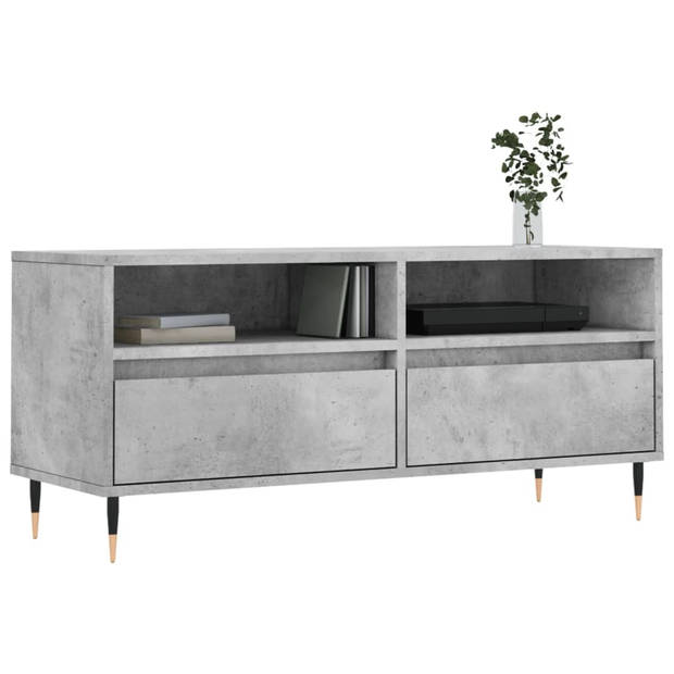 The Living Store TV-meubel Betongrijs 100x34.5x44.5 cm - veel opbergruimte