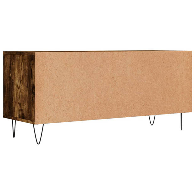 The Living Store Tv-meubel Gerookt Eiken - 100 x 34.5 x 44.5 cm - Opbergruimte - Stabiel tafelblad