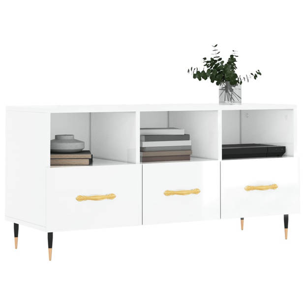 The Living Store - TV-meubel - Hoogglans wit - 102 x 36 x 50 cm