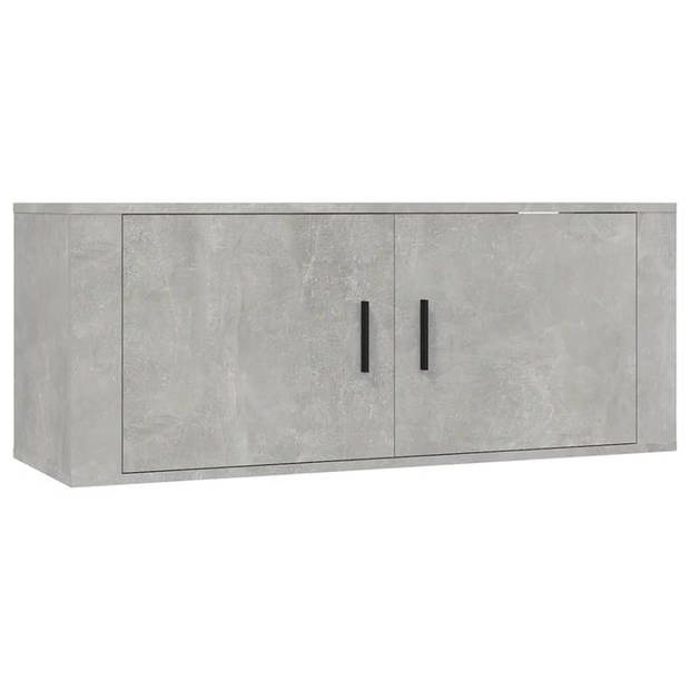 The Living Store TV-Kast Betongrijs 100x34.5x40 cm - Wandgemonteerd - Bewerkt Hout