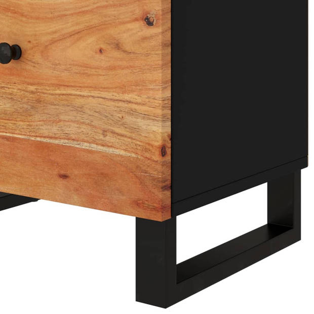 The Living Store Nightstand Industrial s - Nightstands - 50 x 33 x 60 cm - Solid Acacia Wood