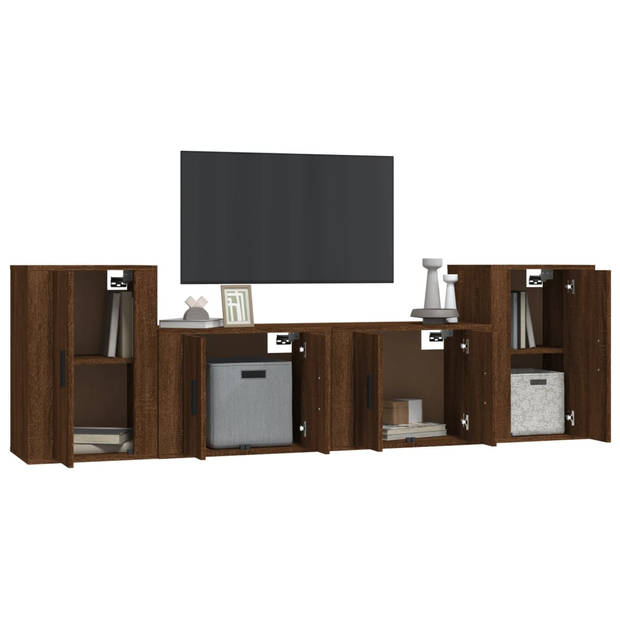 The Living Store TV-meubelset - Bruineiken - 2 x 57x34.5x40 cm + 2 x 40x34.5x60 cm