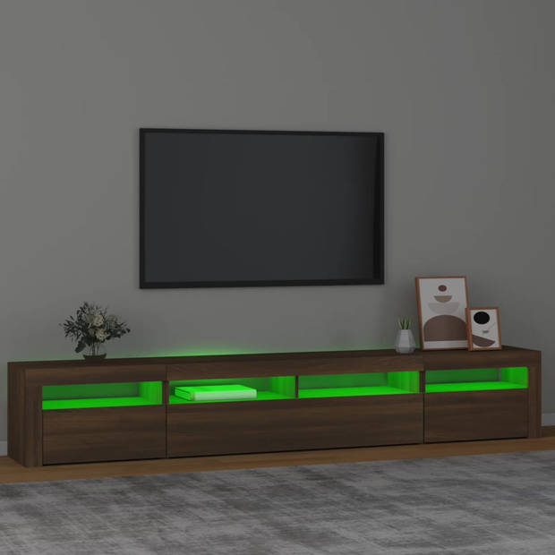 The Living Store TV-meubel s TV-Meubels - 240x35x40 cm - Bruineiken - Met RGB LED