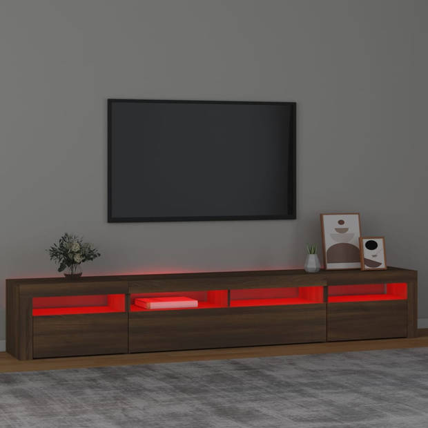 The Living Store TV-meubel s TV-Meubels - 240x35x40 cm - Bruineiken - Met RGB LED