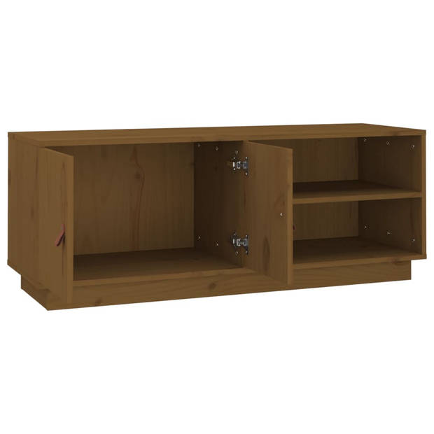 The Living Store Tv-meubel - Massief grenenhout - 105 x 34 x 40 cm - honingbruin