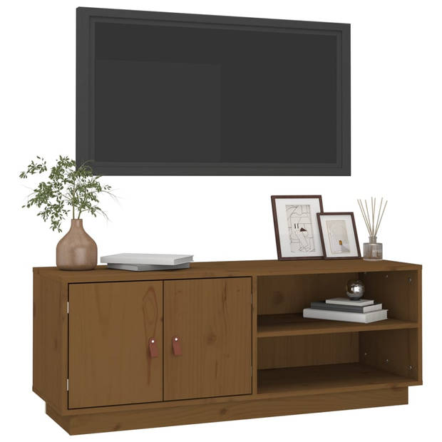 vidaXL Tv-meubel 105x34x40 cm massief grenenhout honingbruin