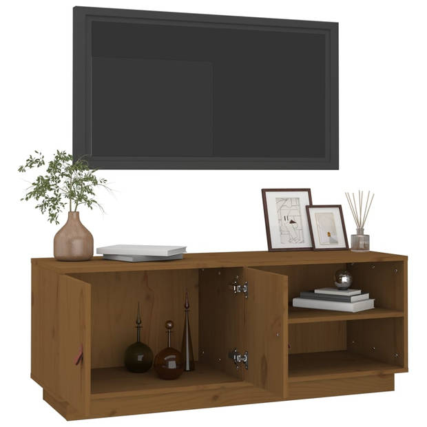 The Living Store Tv-meubel - Massief grenenhout - 105 x 34 x 40 cm - honingbruin