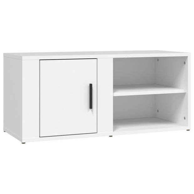 The Living Store TV-kast - Mediakast van bewerkt hout - 80 x 31.5 x 36 cm - Wit