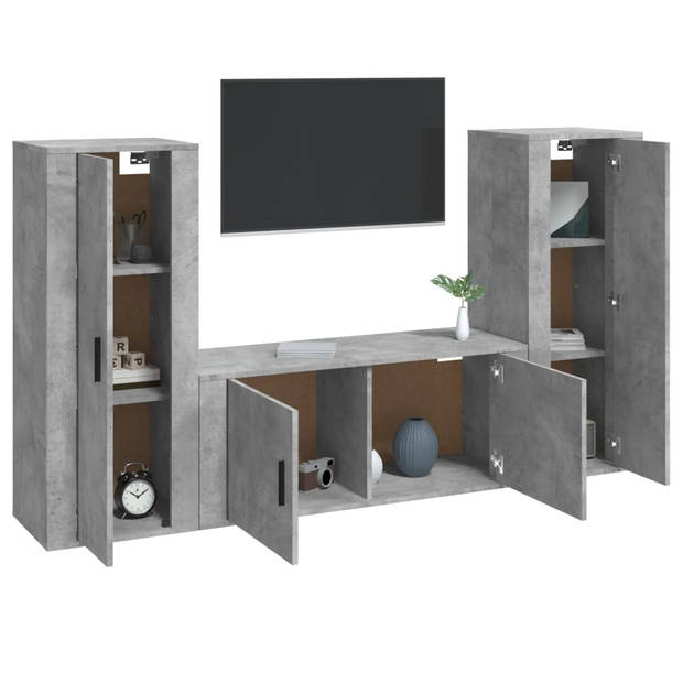 The Living Store TV-meubelset Betongrijs 2x 40x34.5x100cm + 1x 100x34.5x40cm