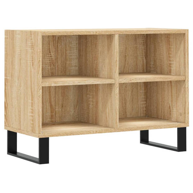 The Living Store TV-meubel Sonoma Eiken - Bewerkt Hout - 69.5 x 30 x 50 cm - Met Opbergruimte