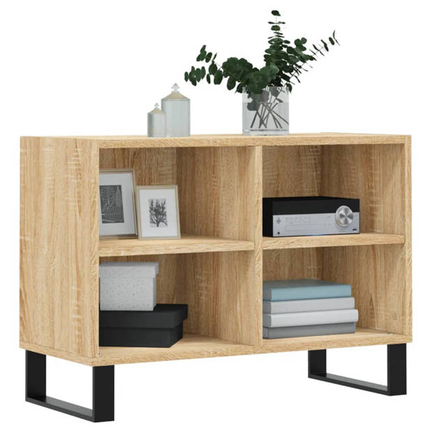 The Living Store TV-meubel Sonoma Eiken - Bewerkt Hout - 69.5 x 30 x 50 cm - Met Opbergruimte