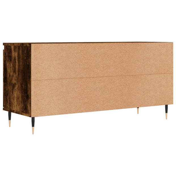The Living Store Tv-meubel - Gerookt eiken - 104 x 35 x 50 cm - Opbergruimte - Stabiel tafelblad - IJzeren poten