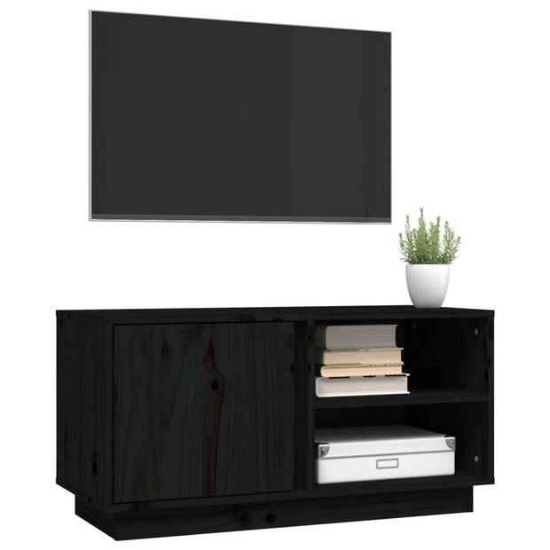 The Living Store Tv-meubel - Grenenhout - 80 x 35 x 40.5 cm - Zwart