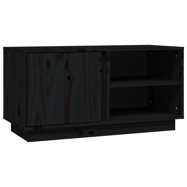 The Living Store Tv-meubel - Grenenhout - 80 x 35 x 40.5 cm - Zwart