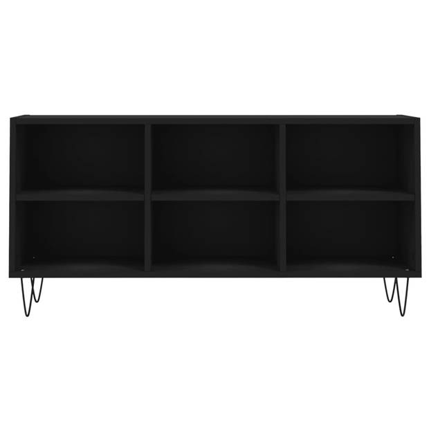 The Living Store TV-meubel - Zwart Bewerkt Hout/IJzer - 103.5 x 30 x 50 cm - Opbergruimte