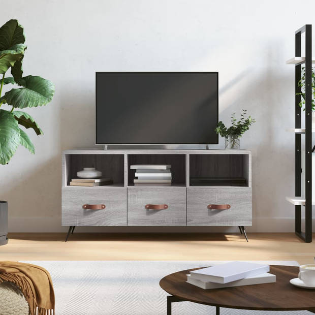 The Living Store TV-meubel - Trendy - Televisiekast - 102 x 36 x 50 cm (B x D x H) - Grijs Sonoma Eiken