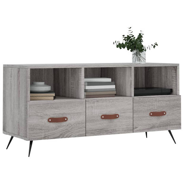 The Living Store TV-meubel - Trendy - Televisiekast - 102 x 36 x 50 cm (B x D x H) - Grijs Sonoma Eiken