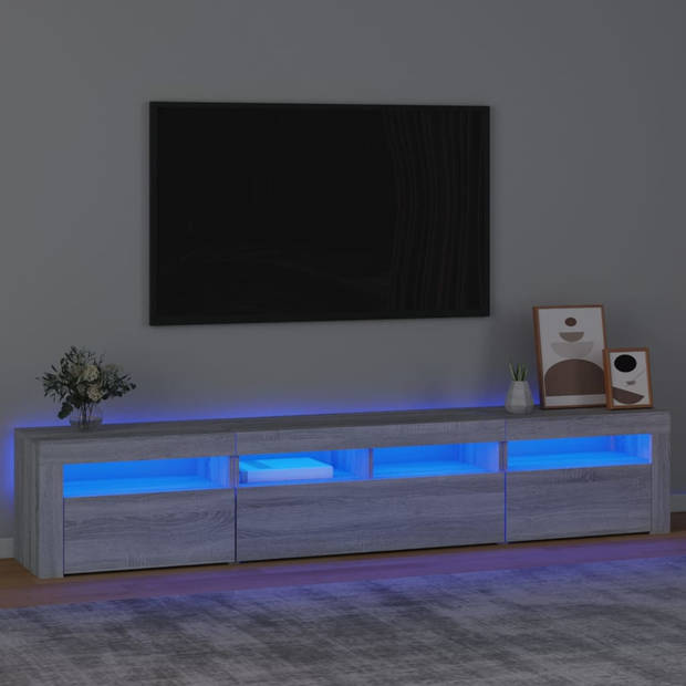 The Living Store TV-meubel - TV-meubel - 210 x 35 x 40 cm - Grijs Sonoma Eiken - RGB LED-verlichting