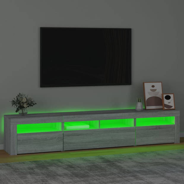 The Living Store TV-meubel - TV-meubel - 210 x 35 x 40 cm - Grijs Sonoma Eiken - RGB LED-verlichting