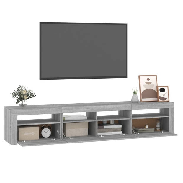 The Living Store TV-meubel - TV-meubel - 210 x 35 x 40 cm - Grijs Sonoma Eiken - RGB LED-verlichting