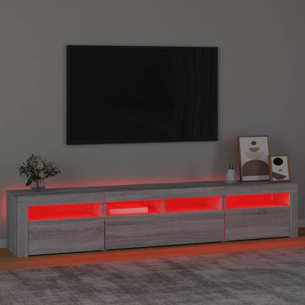 The Living Store TV-meubel - TV-meubel - 210 x 35 x 40 cm - Grijs Sonoma Eiken - RGB LED-verlichting