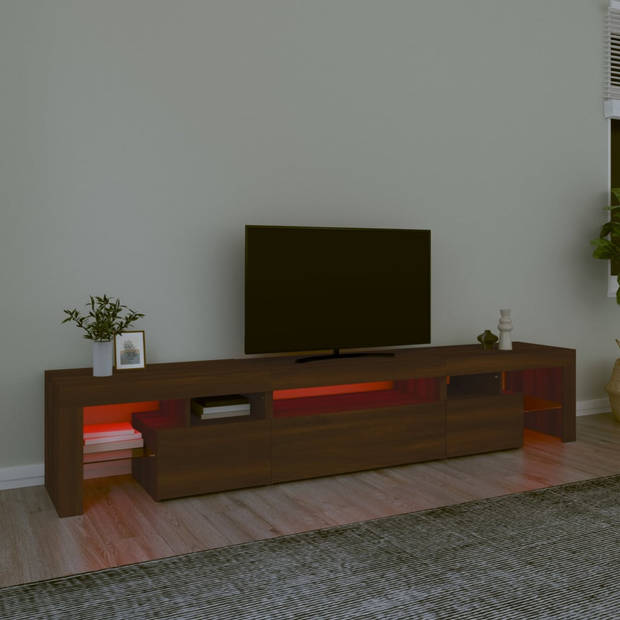 vidaXL Tv-meubel met LED-verlichting 215x36,5x40 cm bruin eikenkleur