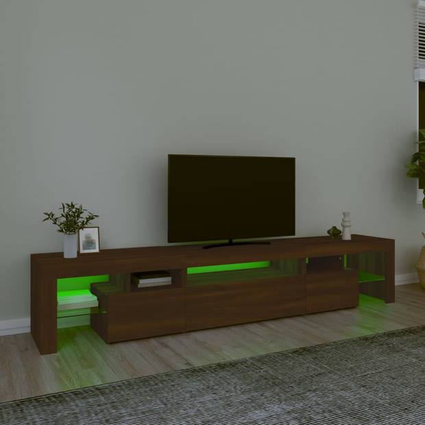 The Living Store TV-meubel - LED-verlichting - Bruineiken - 215 x 36.5 x 40 cm