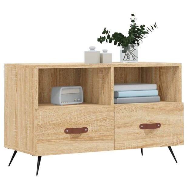 The Living Store Tv-meubel - Sonoma eiken - 80 x 36 x 50 cm - opbergruimte en presenteerfunctie