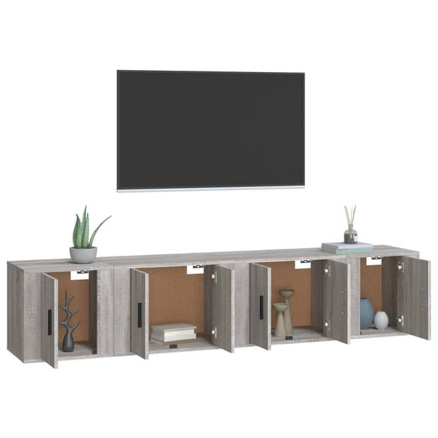 The Living Store Klassieke Tv-kast set - 57 x 34.5 x 40 cm - 40 x 34.5 x 40 cm - Grijs Sonoma Eiken