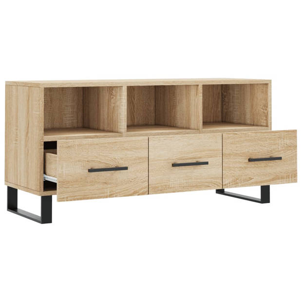 The Living Store TV-meubel - Sonoma eiken - 102 x 36 x 50 cm - Bewerkt hout en ijzer