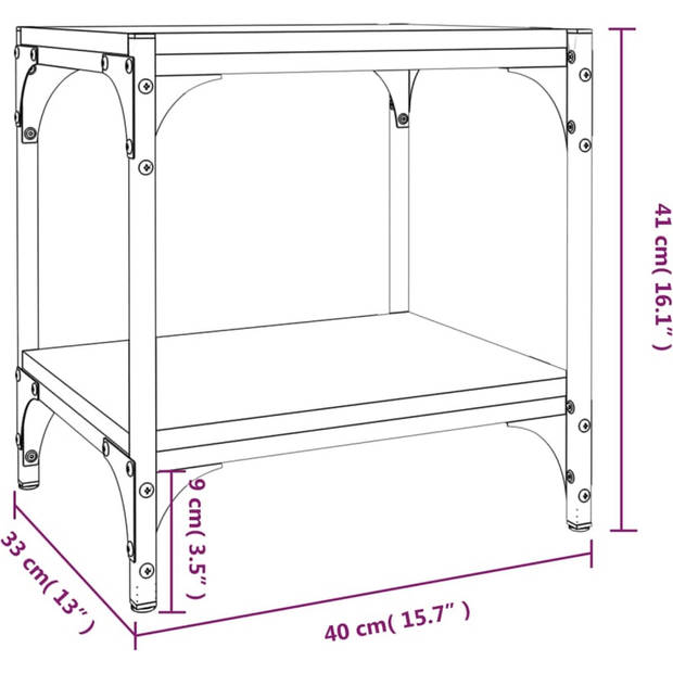 The Living Store TV-meubel - Industrieel - TV-kast - 40 x 33 x 41 cm - Bruineiken