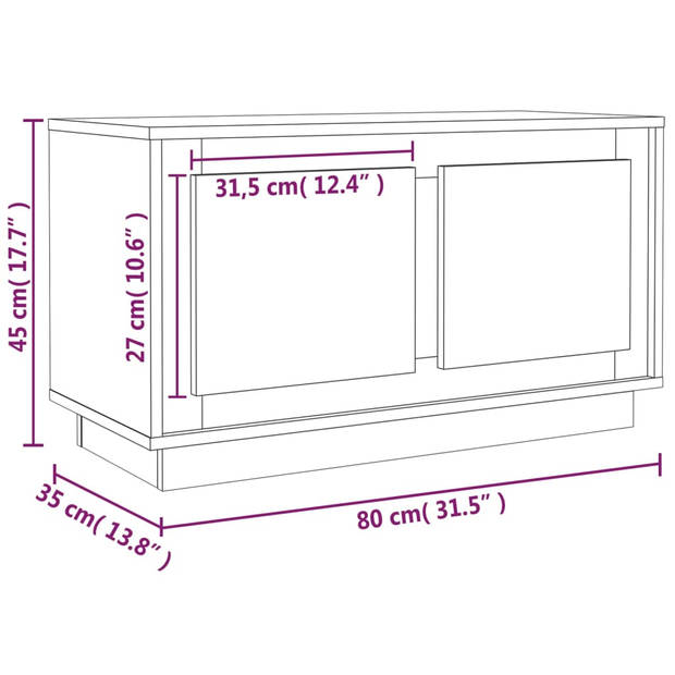 The Living Store Tv-meubel Trendy Gerookt Eiken - 80x35x45 cm - Opbergvakken - Stevig Blad - Praktische Deuren