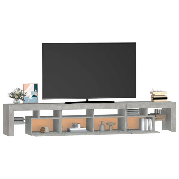 The Living Store TV-meubel Betongrijs - 230 x 36.5 x 40 cm - RGB LED-verlichting