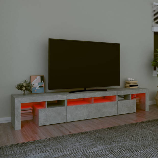 The Living Store TV-meubel Betongrijs - 230 x 36.5 x 40 cm - RGB LED-verlichting