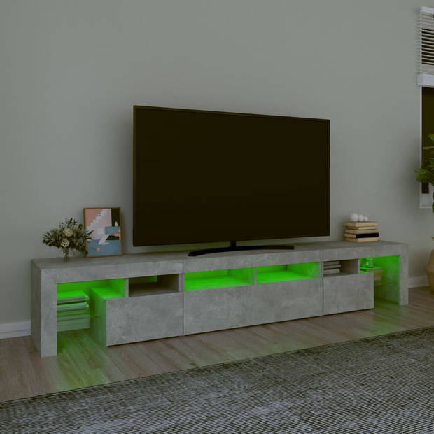 The Living Store TV-meubel Betongrijs - 230 x 36.5 x 40 cm - RGB LED-verlichting