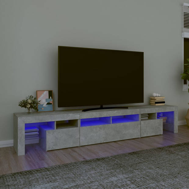 The Living Store TV-meubel Betongrijs - 230 x 36.5 x 40 cm - RGB LED-verlichting