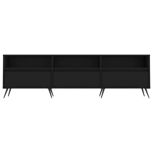 The Living Store TV-meubel Zwart - 150 x 30 x 44.5 cm - Bewerkt hout en ijzer