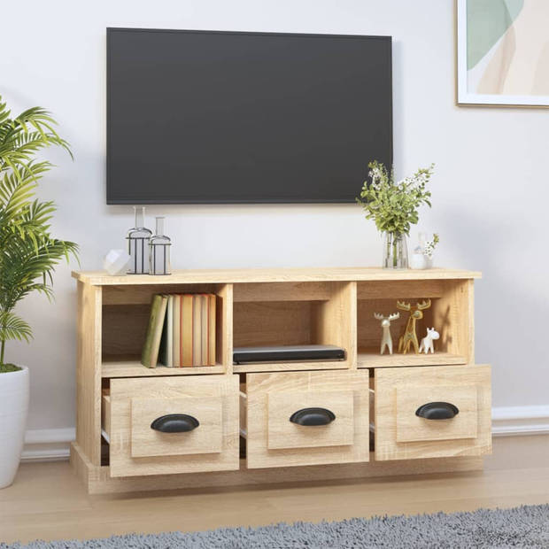 The Living Store Tv-kast Sonoma Eiken - 100 x 35 x 50 cm - Duurzaam bewerkt hout